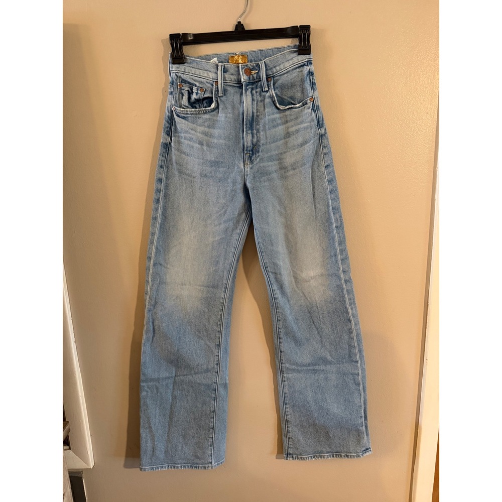 Mother High Waisted Straight Leg Jeans Light Wash Blue Size 23